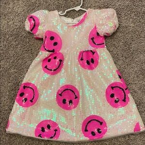 Lola + The Boys Pink Sequin Smiley Dress